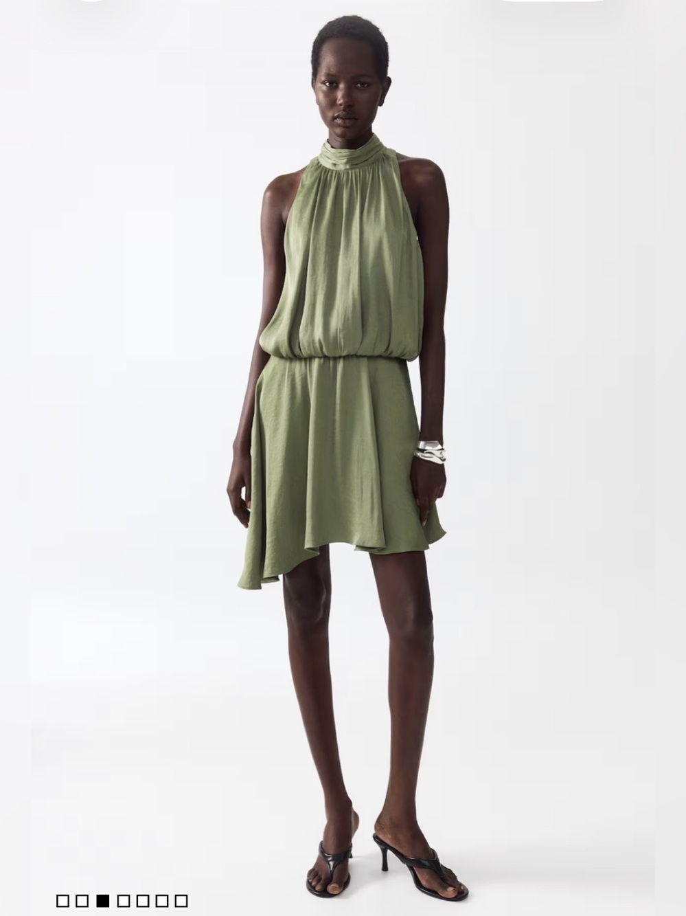 Sleeveless Olive Green Halter Dress